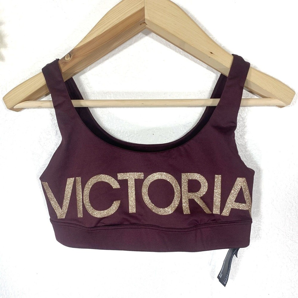 Victoria Sport Gold Glitter Logo Sports Bra Size XS Women’s